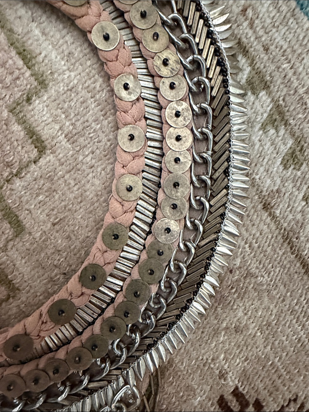 Mignonne Gavigan Blush and Silver Layered Fringe Collar Necklace - Picture 3 of 5